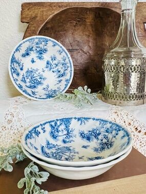 Churchill China Toile Blue Bowls (3)